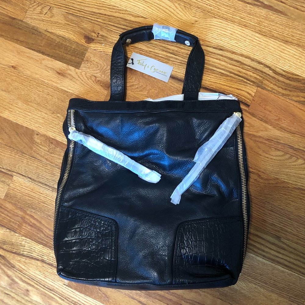 Foley + Corinna Medium Black Leather Shoulder Bag